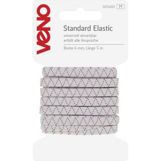 Veno - Standard Elastikband - 6mm - weiß - 5m