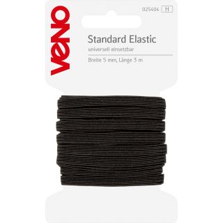 Veno - Standard Elastikband - 5mm - schwarz - 3m