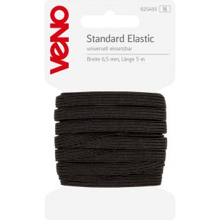 Veno - Standard Elastikband - 6,5mm - schwarz - 5m