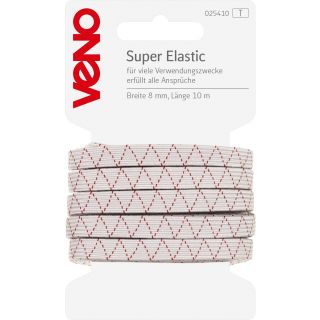 Veno - Super-Elastikband - 8 mm - weiß - 10 m