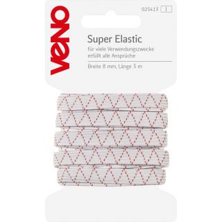 Veno - Super-Elastikband - 8 mm - weiß - 3 m