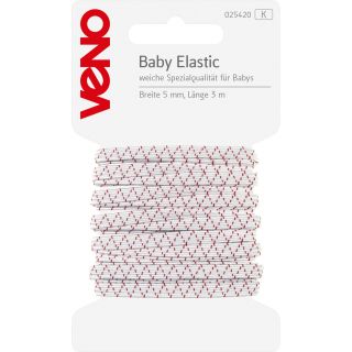 Veno - Baby-Elastikband - 5 mm - weiß - 3 m