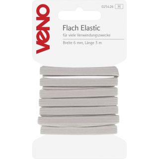 Veno - Flach-Elastikband - 6 mm - weiß - 3 m