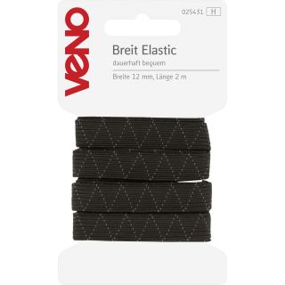 Veno - Breit-Elastikband - 12 mm - schwarz - 2 m