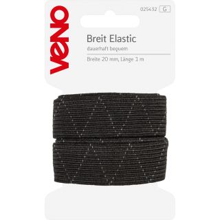 Veno - Breit-Elastikband - 20 mm - schwarz - 1 m