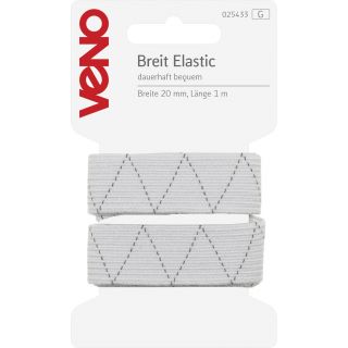 Veno - Breit-Elastikband - 20 mm - weiß - 1 m