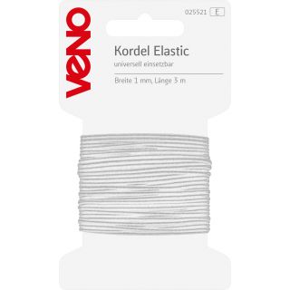 Veno - Elastik-Kordel - 1mm - weiß - 3m