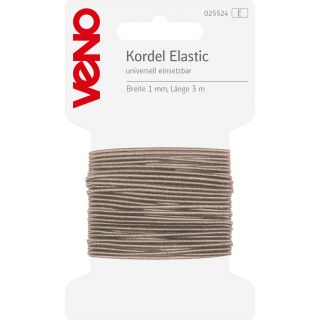 Veno - Elastik-Kordel - 1mm - beige - 3m