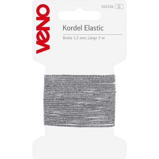 Veno - Elastik-Kordel - 1,5mm - silber - 3m