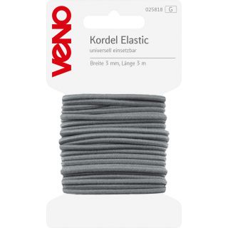 Veno - Elastik-Kordel - 3mm - grau - 3m