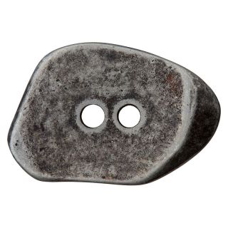 Metallknopf - 2-Loch - Steinoptik - 25 mm - gunmetal