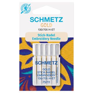 Schmetz - 5 Nähmaschinennadeln - Sticken - H-ET - 75/11