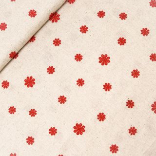Leinen - Viskose - Stickerei - Streublumen - rot