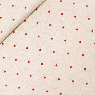 Leinen - Viskose - Stickerei - Dots - rot
