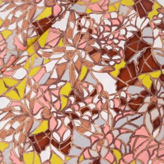 Viskose - Stretch - Mosaik - Blätter - braun