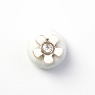 Öse - Blume - Stein - 10 mm - weiss