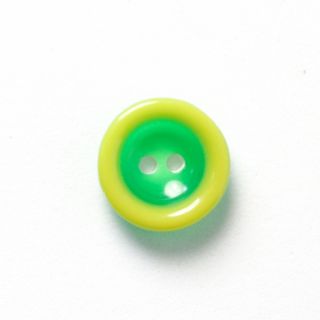 2-Loch-Knopf - 2-farbig - 15 mm - gelb-grün