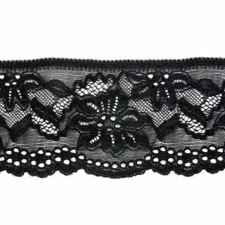 Perlonspitze - elastisch - 74 mm - schwarz