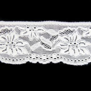 Perlonspitze - elastisch - 74 mm - weiss