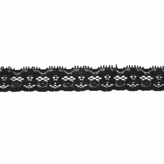 Perlonspitze - elastisch - 22 mm - schwarz