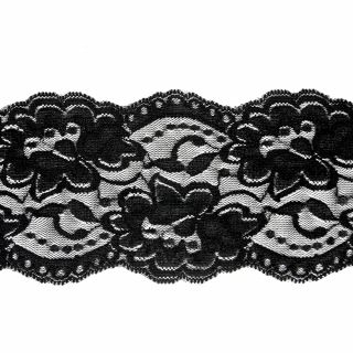 Perlonspitze - elastisch - 90 mm - schwarz