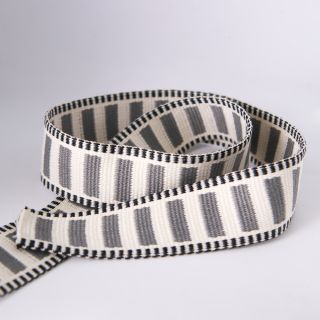 Taschengurtband - 38 mm - gestreift  - grau - beige 