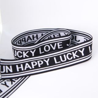 Gummiband  - Lucky Love Joy  Fun Happy - 40 mm - schwarz