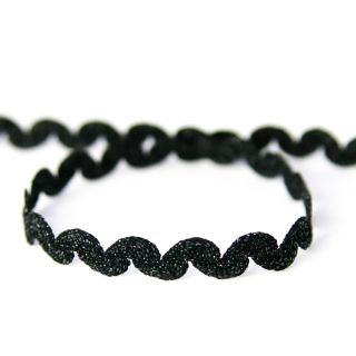 Zackenlitze - Lurex - elastisch - 8 mm - schwarz