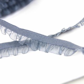 Rüschenband - elastisch - 12 mm - grau