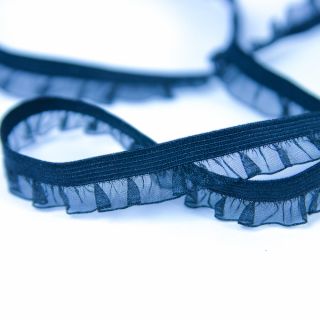 Rüschenband - elastisch - 12 mm - navy