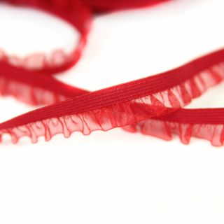 Rüschenband - elastisch - 12 mm - rot