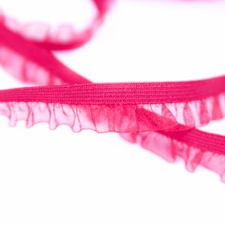 Rüschenband - elastisch - 12 mm - pink