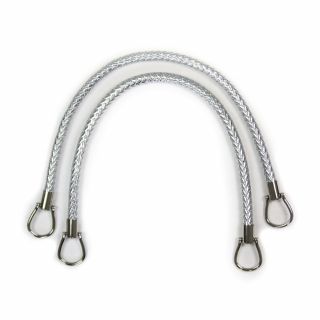 Taschengriff - Lederoptik - geflochten - 55 cm - silber