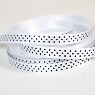 Satinband - Mini Dots - 10 mm - weiss