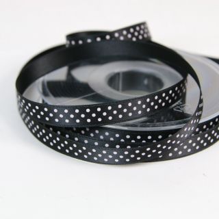 Satinband - Mini Dots - 10 mm - schwarz