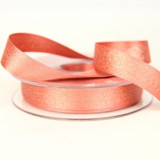 Satinband - Glitzer - gold - 15 mm - orange