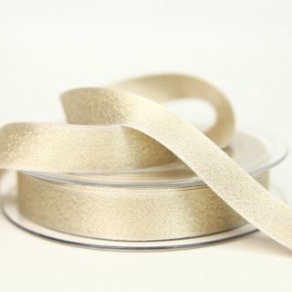 Satinband - Glitzer - gold - 15 mm - beige