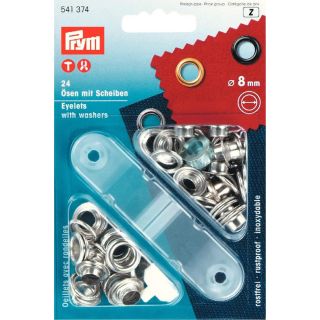 Prym - Ösen mit Scheiben - innen: 8 mm - silberfarbig