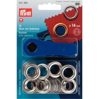 Prym - Ösen mit Scheiben - innen: 14 mm - silberfarben
