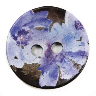 2-Loch-Knopf - 36 mm - Holz - Blume - lila