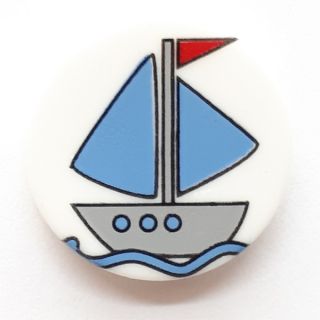 Öse - 17 mm - Kinderknopf - Boot - martim - weiss - blau