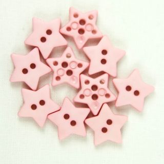 2-Loch-Knopf - Stern - 15 mm - rosa