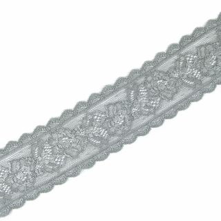 Perlonspitze - elastisch - 58 mm - grau