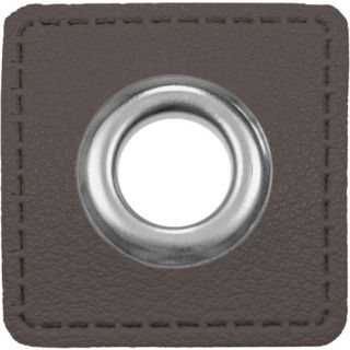 Ösenpatches für Kordeln - Lederimitat - dunkelgrau