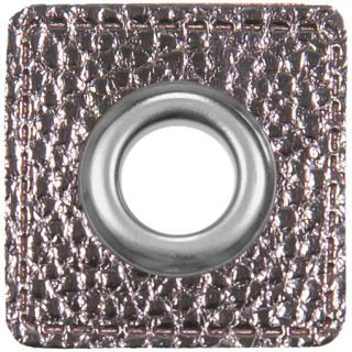 Ösenpatches für Kordeln - Lederimitat - metallic - silbergrau