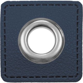 Ösenpatches für Kordeln - Lederimitat - marine 