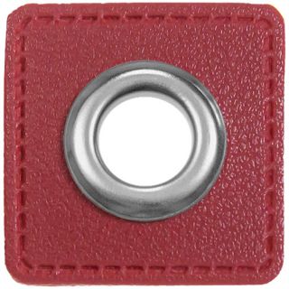 Ösenpatches für Kordeln - Lederimitat - bordeaux