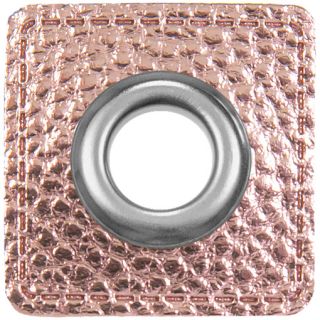 Ösenpatches für Kordeln - Lederimitat - metallic - rose