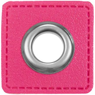 Ösenpatches für Kordeln - Lederimitat - pink