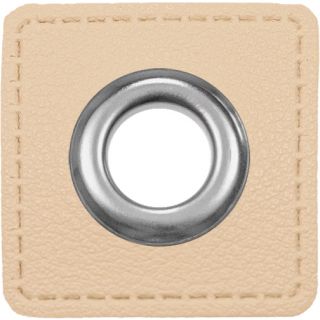 Ösenpatches für Kordeln - Lederimitat - creme